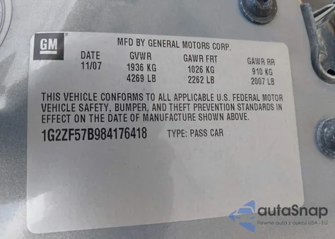 2008 Pontiac G6 Value Leader from USA, damaged, VIN 1G2ZF57B984176418